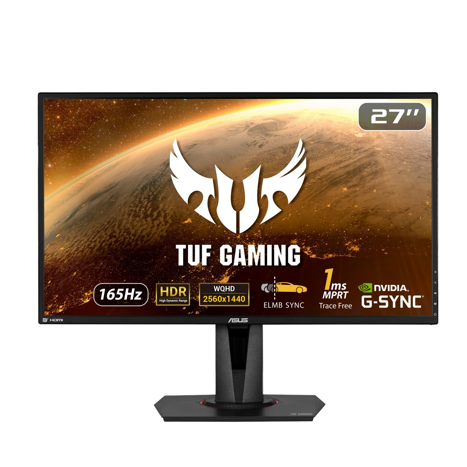 Monitor gaming - Asus TUF Gaming VG27AQ, 27'', WQHD, G-Sync, 1 ms, 165 Hz, HDMI, Negro