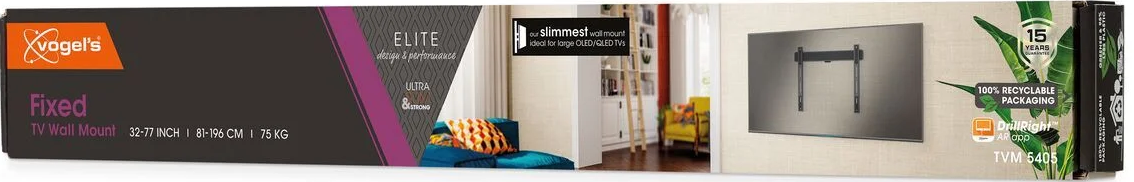 Eine lange Box mit Text und Bildern einer TV-Wandhalterung, mit weißem Hintergrund.