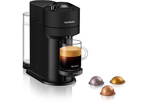 Cafetera de cápsulas  Nespresso® Krups Vertuo Next XN910N, 1500 W, 1.1 L,  Calentamiento en 30 s, Tecnología Centrifusión, Wi-Fi, Bluetooth, Negro
