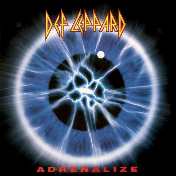 Album borító kék szem dizájnnal, "Adrenalize" címmel.
