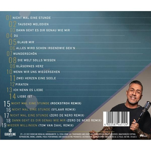 Albumcover mit Text und einem Mann mit Mikrofon.