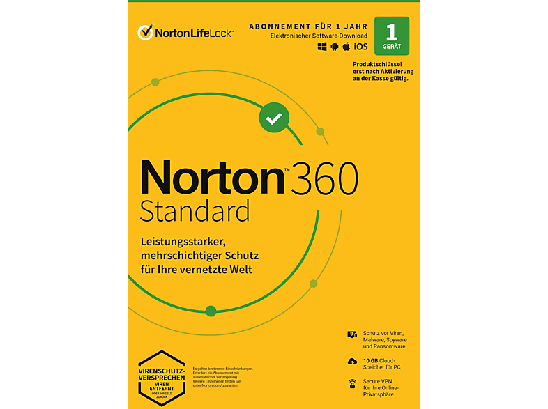 Thumbnail - Norton 360 Standard - 1 Benutzer Gerät Jahr 10GB Cloud-Speicher (PC, iOS, MAC, Android)