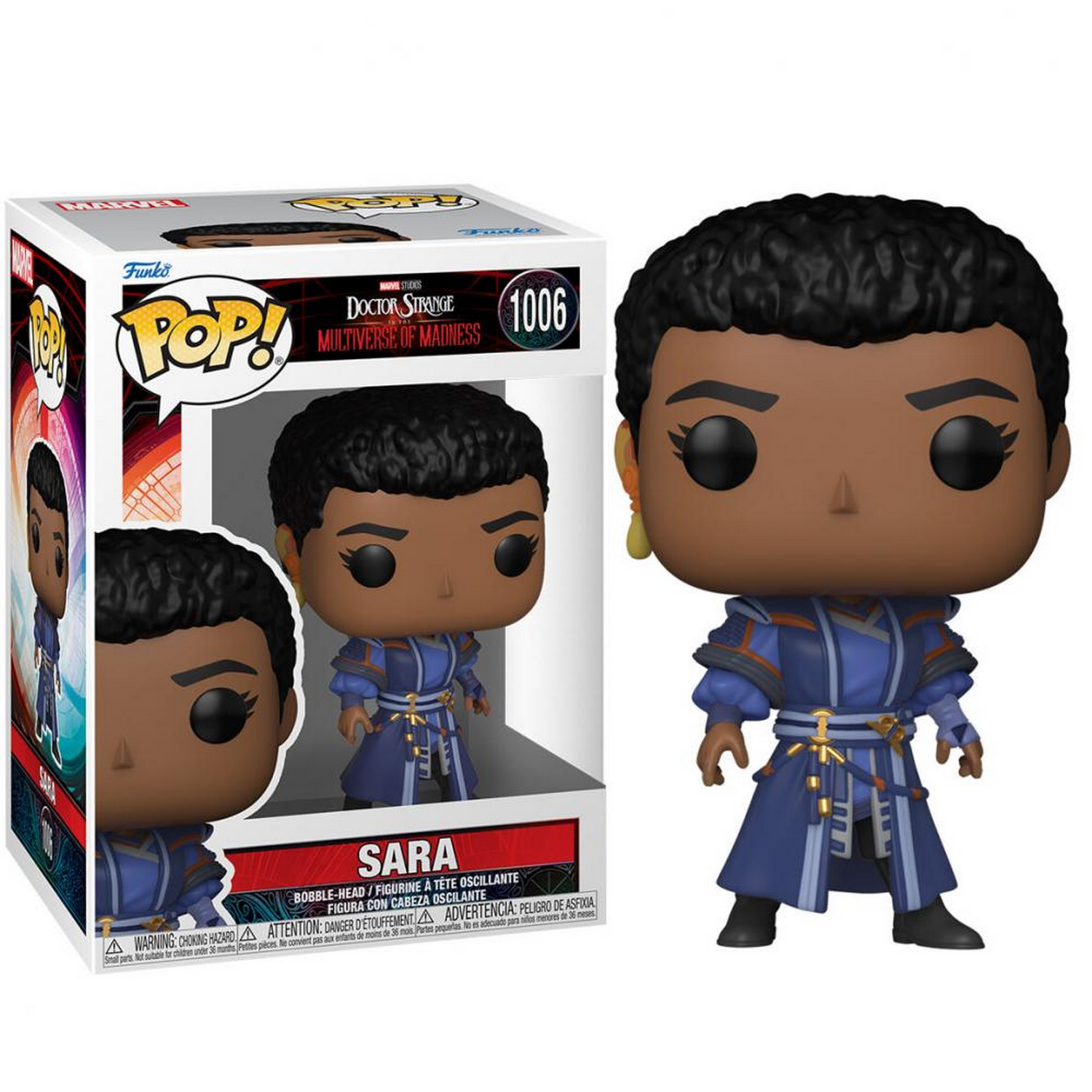 Figura Funko Pop de Sara de Doctor Strange, en caja.