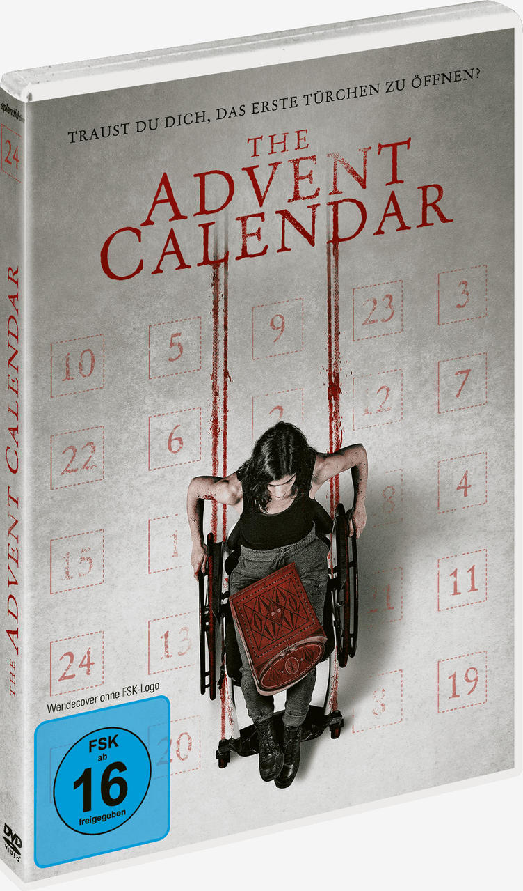 DVD-Hülle: Auf dem Cover ist eine Frau im Rollstuhl. Text: The Advent Calendar. Altersfreigabe: 16.