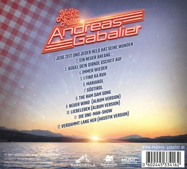 CD-Cover mit Titelliste und Künstlername. Der Künstler ist Andreas Gabalier.