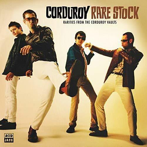 Album borító Corduroy tagokkal. Szöveg: Corduroy Rare Stock. Acid Jazz felirat.