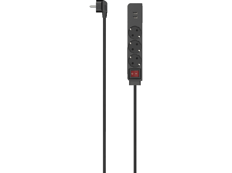 HAMA 2x 1,4 3-fach m Steckdosenleiste USB-A, mit Schalter