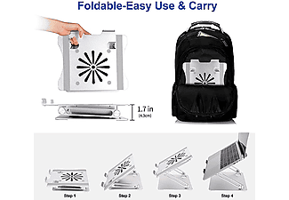 DAYTONA DYT804 Taşınabilir USB Fanlı Alüminyum Laptop Standı Gümüş_4