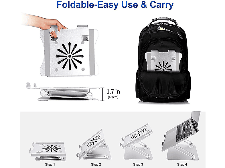 DAYTONA DYT804 Taşınabilir USB Fanlı Alüminyum Laptop Standı Gümüş_4