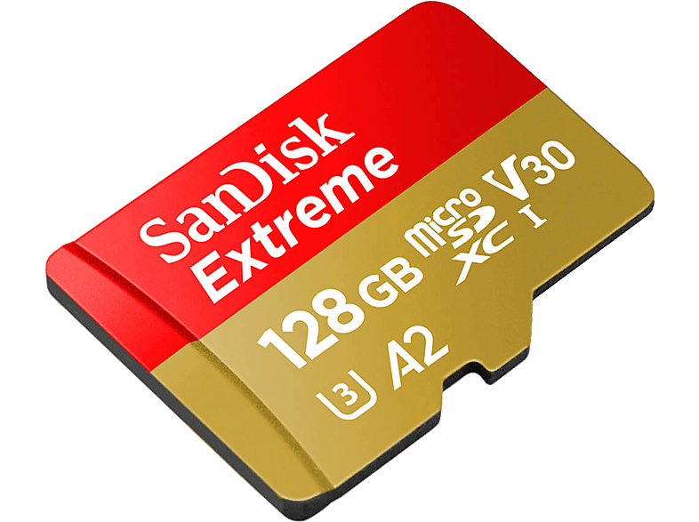 SANDISK 128GB Extreme microSDXC Karte für Action Cams/Drohnen + SD-Adapter bis zu 190 MB/s mit App-Performance A2 UHS-I Class 10 U3 V30; Speicherkarte