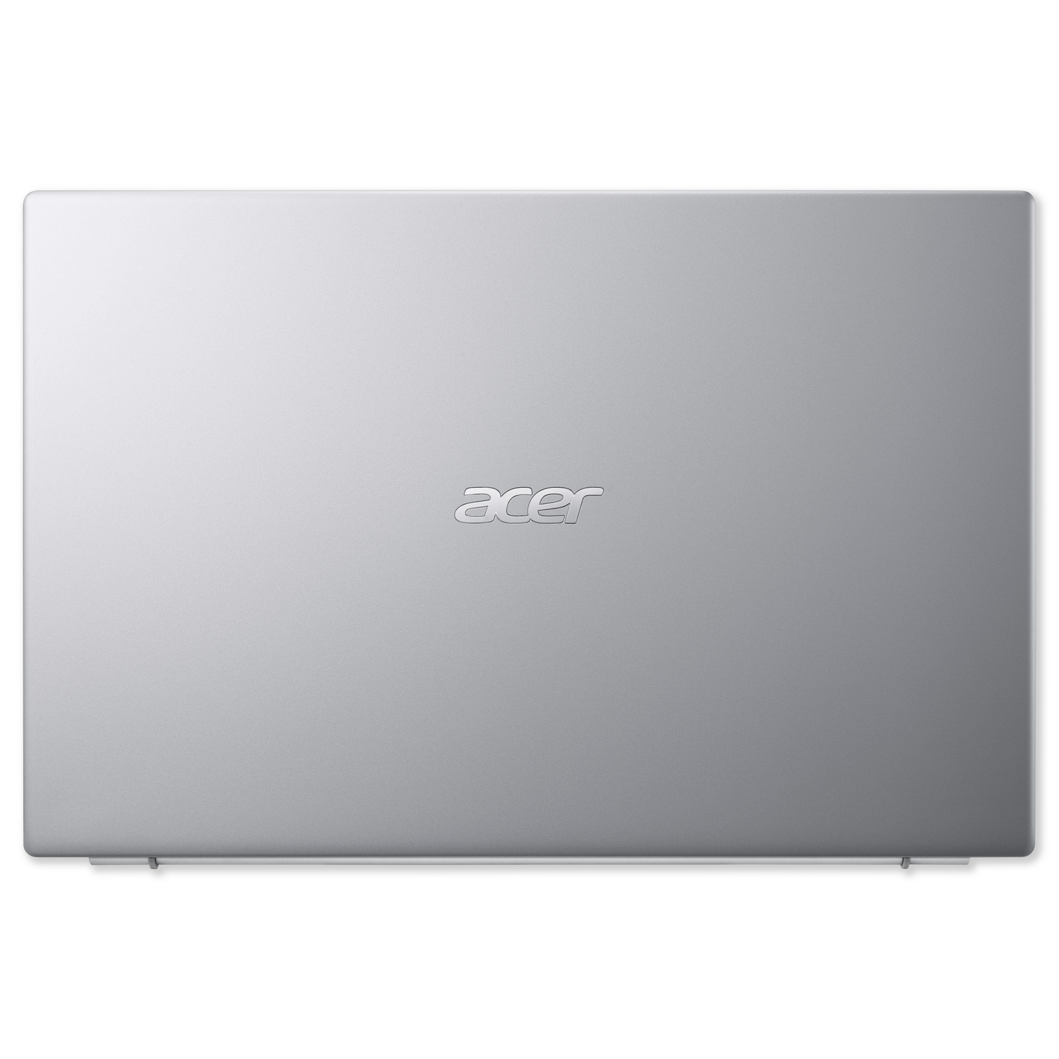 Portátil Acer plateado cerrado. La marca 'acer' es visible en la tapa.
