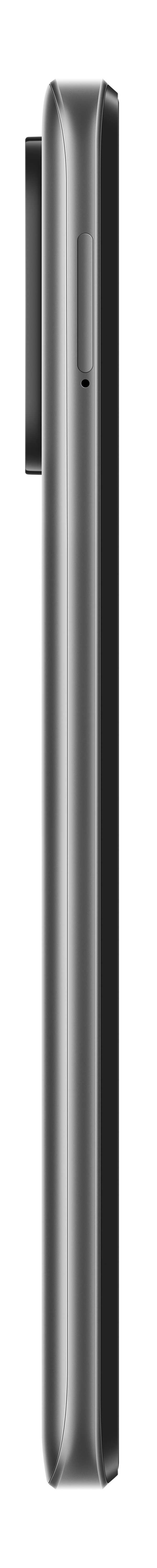 Seitenansicht eines grauen Smartphones mit schwarzer Kamera.