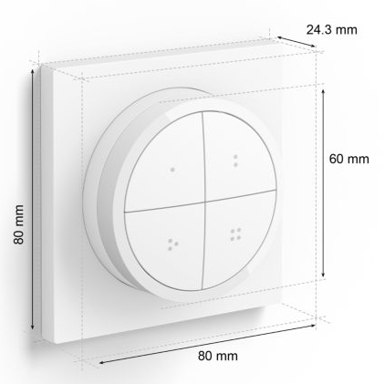 Dimensions du panneau de contrôle domotique, montrant les mesures de hauteur, largeur et profondeur.