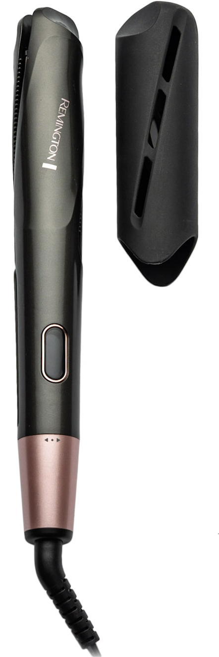 Black and gray hair curler with a removable black cap. Isolated on white background.