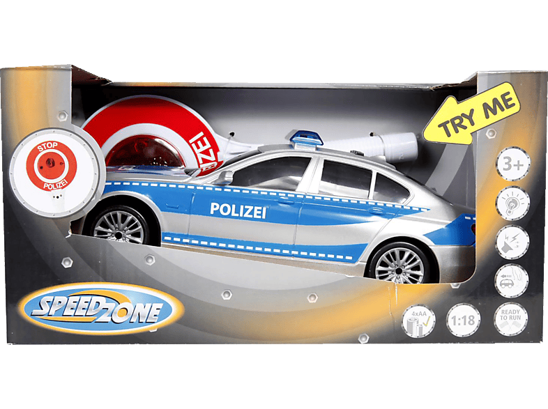 SPEEDZONE Speedzone Polizeiauto mit Mehrfarbig Polizeikelle Spielzeugauto