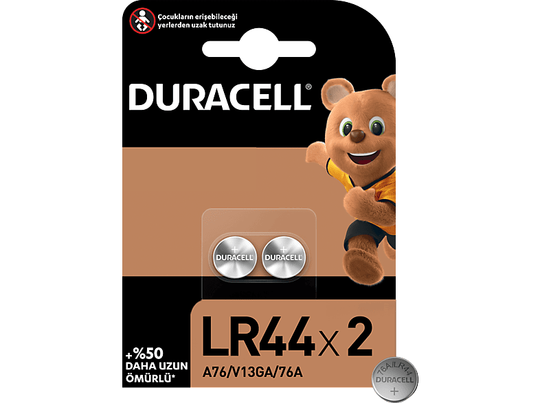 DURACELL LR44 2'li 1.5 Volt Düğme Pil_0