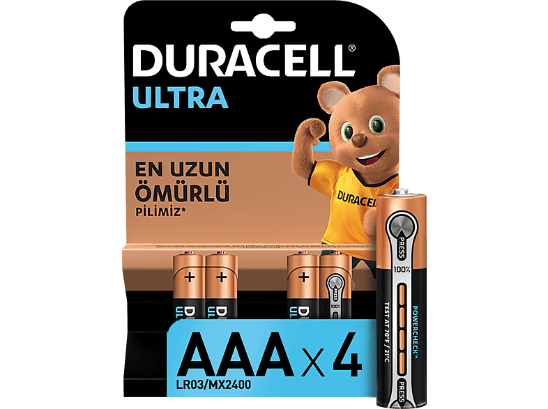 DURACELL 4'lü AAA İnce Kalem Pil