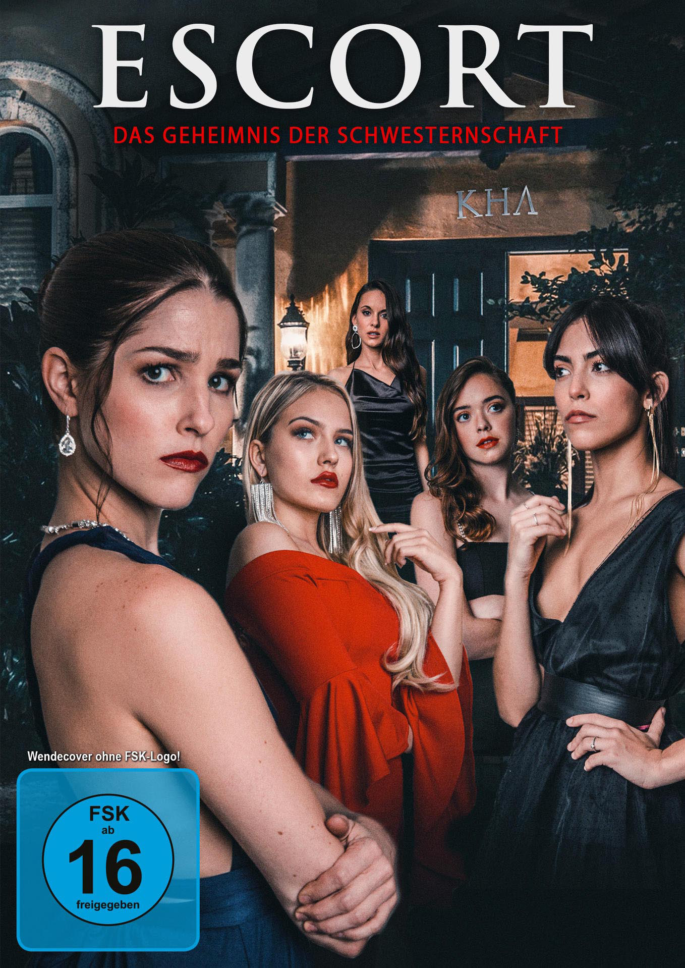 DVD-Cover mit mehreren Frauen. Der Titel lautet 'ESCORT'. Der Hintergrund ist ein Gebäude.