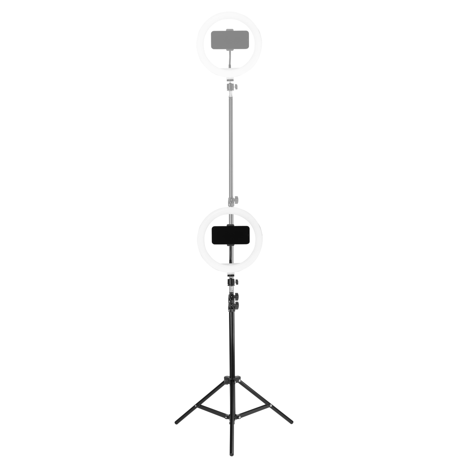 Two ring lights on a white background.