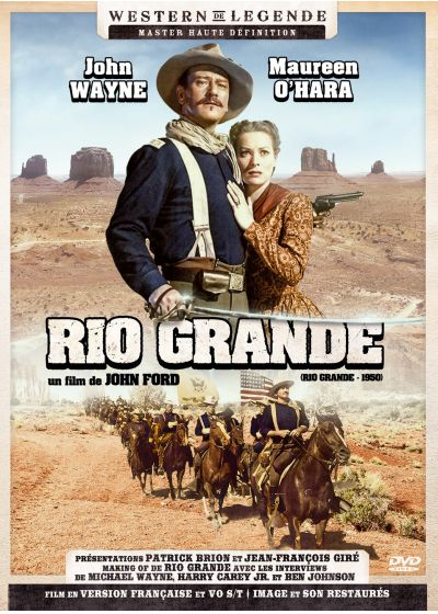 Filmover voor "Rio Grande" met John Wayne en Maureen O'Hara te paard. Western thema.
