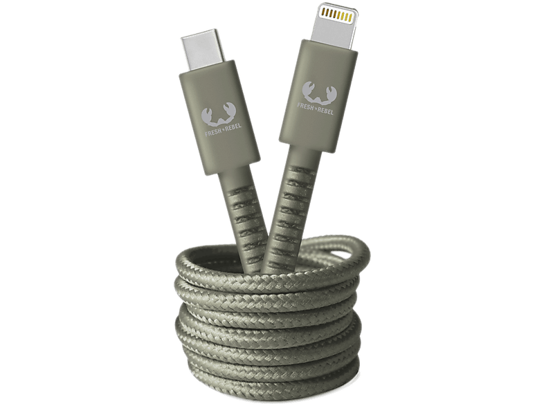 Fresh N Rebel Usb-c / Lightning-kabel 2 M Dried Green (2clc200dg)