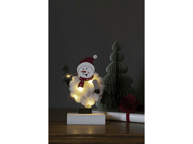 Thumbnail - KONSTSMIDE LED "Schneemann mit Baumwolle" Holzsilhouette, Weiß, Warm-Weiß
