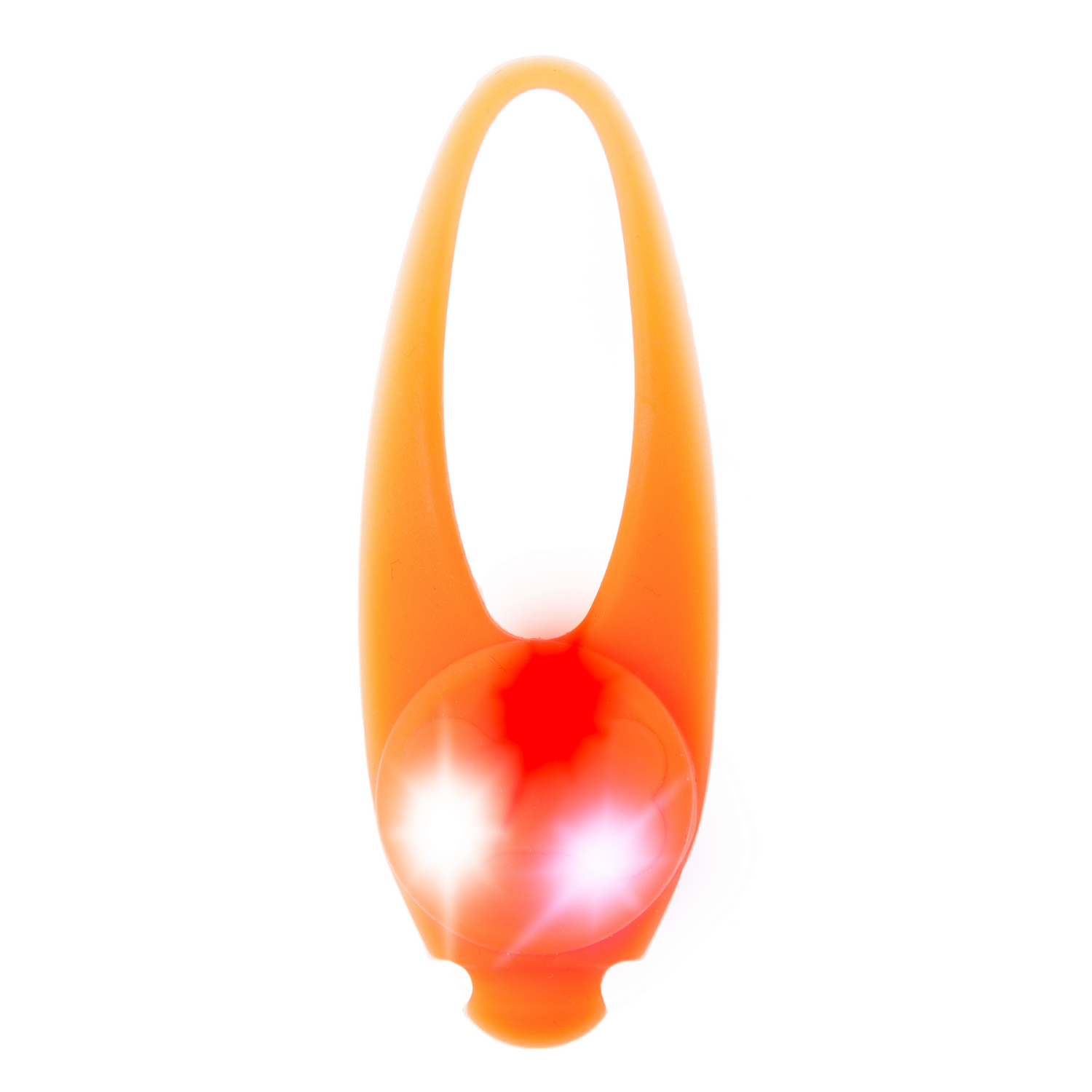 Luz LED naranja para mascotas. Fondo blanco.