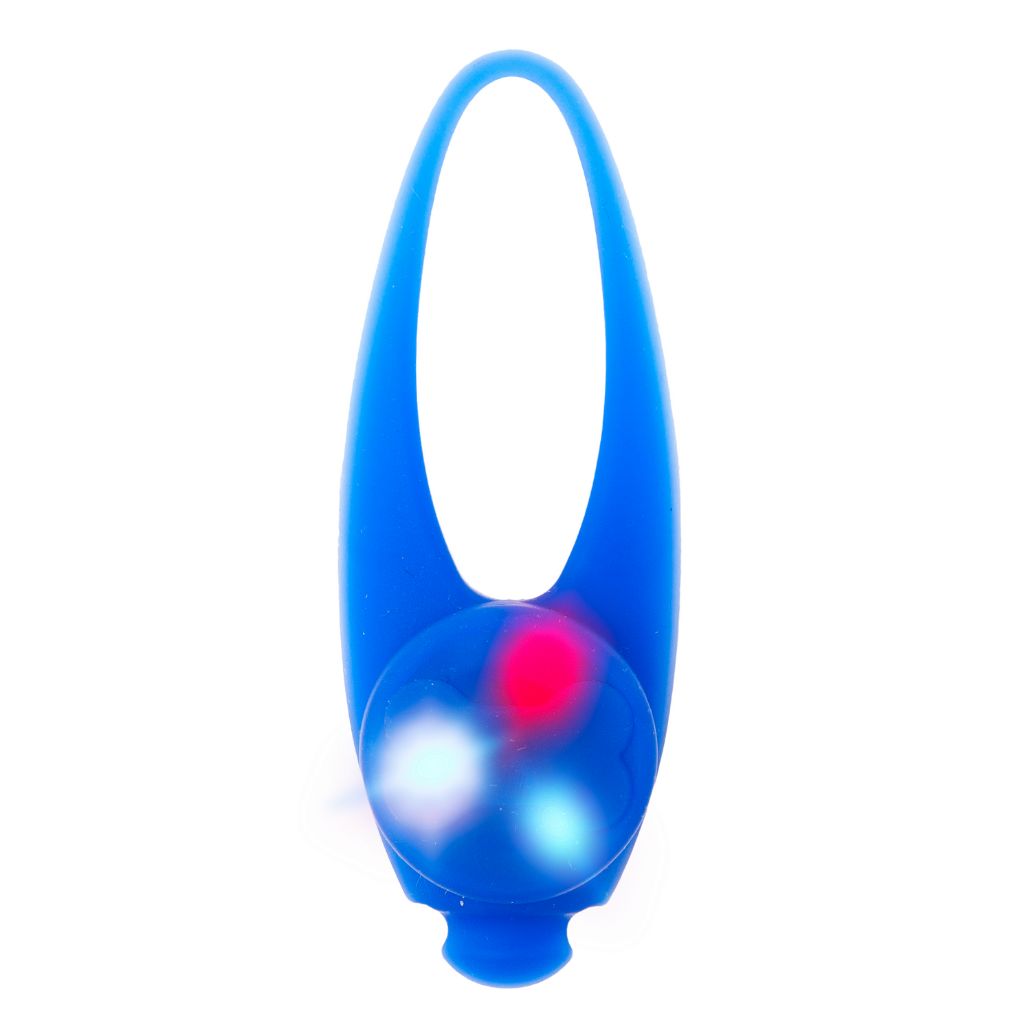 Una luz LED azul para mascotas con luces rojas y blancas.
