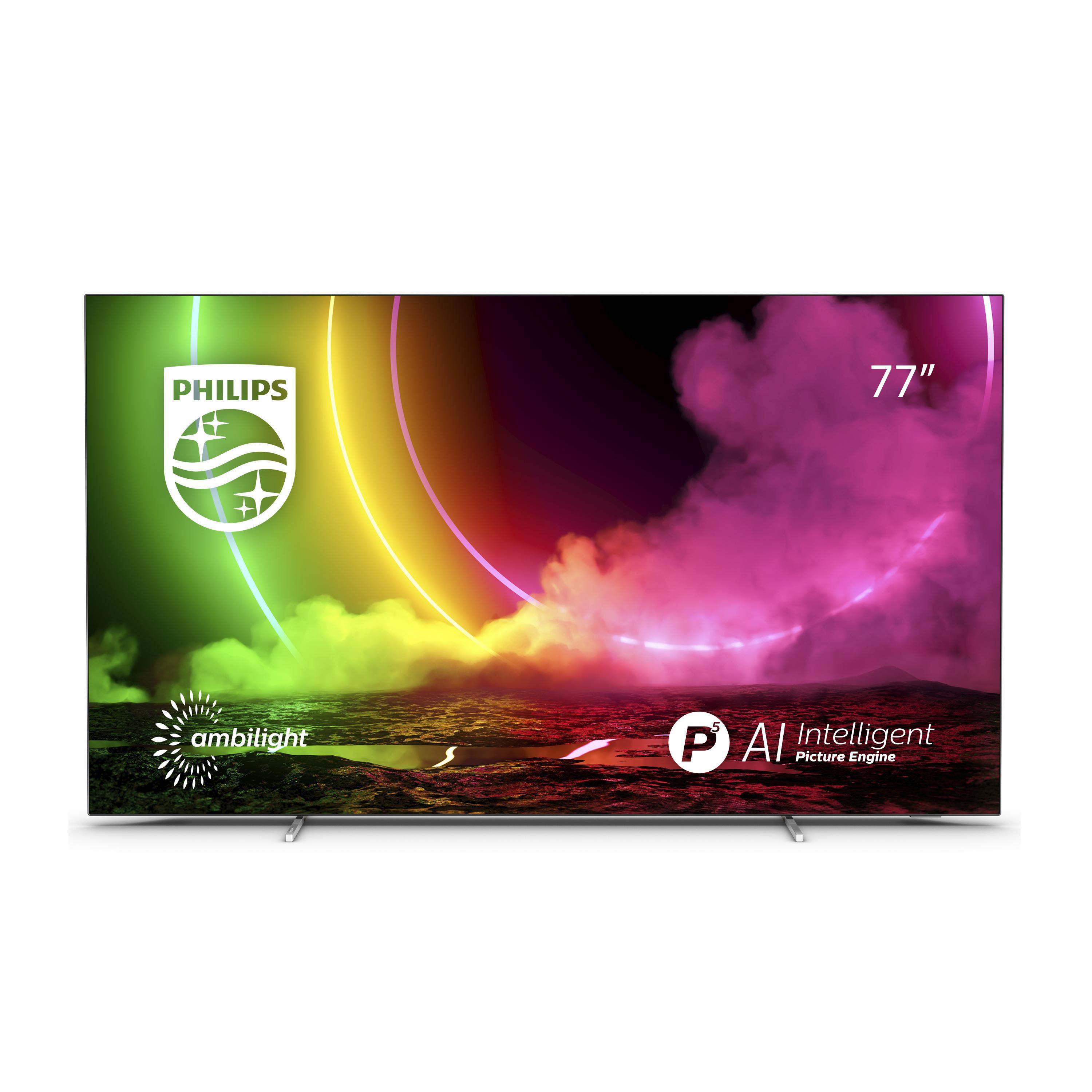 PHILIPS 77OLED806/12 OLED TV (Flat, 77 Zoll / 194 cm, UHD 4K, SMART TV, Ambilight, Android TV™ 10 (Q))