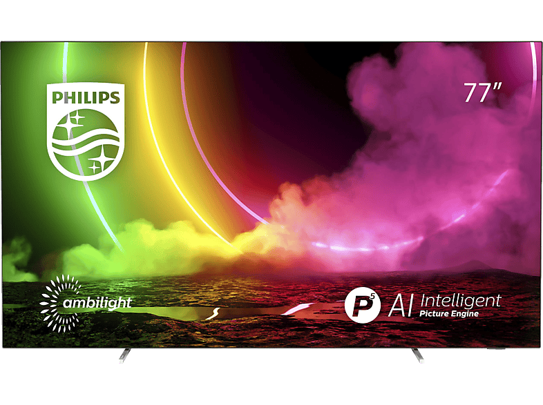 4K, (Q)) (Flat, PHILIPS OLED 194 TV, SMART 77OLED806/12 UHD cm, / Zoll 10 TV™ Ambilight, TV 77 Android