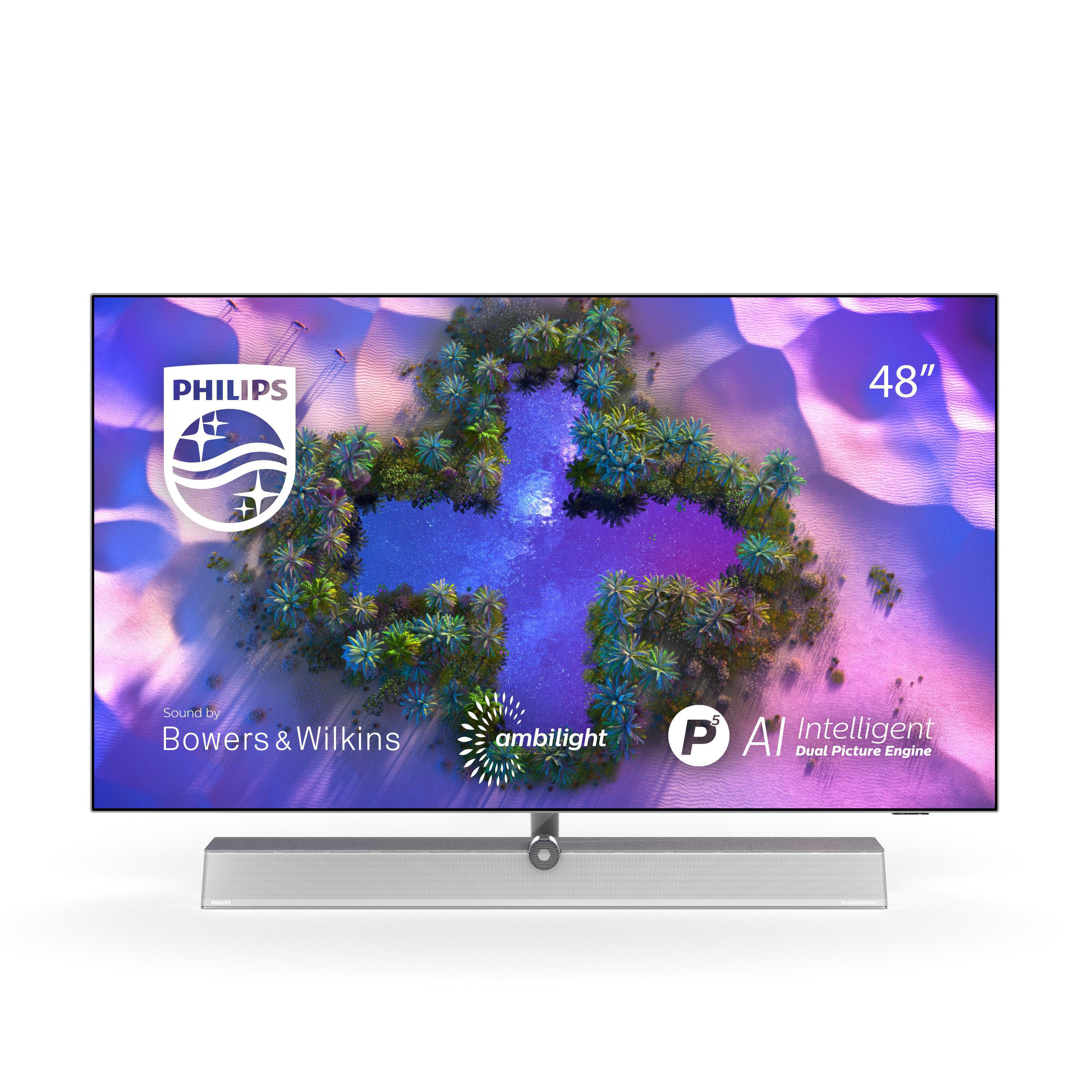 TV™ OLED 121 48 / (Flat, Android 48OLED936 SMART cm, (Q)) PHILIPS OLED Ambilight, 4K, 10 TV, TV Zoll