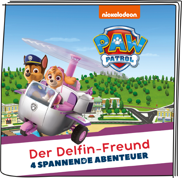 Paw Patrol Buchcover: Chase und Skye in einem Flugzeug, mit Text auf Deutsch.