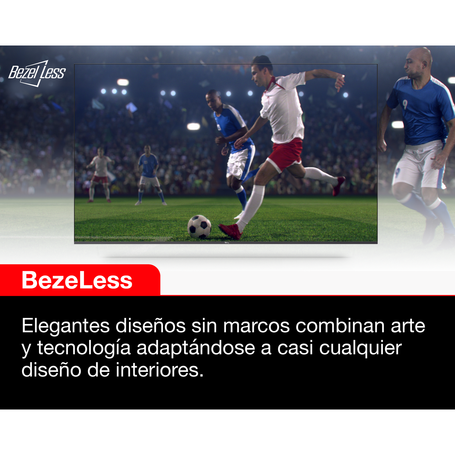 Partido de fútbol en TV con texto