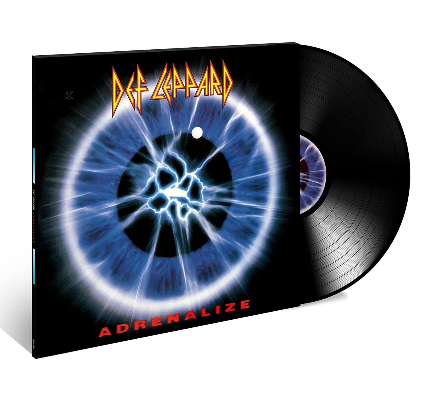A Def Leppard 'Adrenalize' című albumának vinilborítója, egy szem alakú dizájnnal.