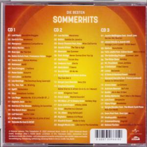 CD-Hülle mit farbenfrohem Design. Auflistungen von Songs auf drei CDs. Gelb und orange.