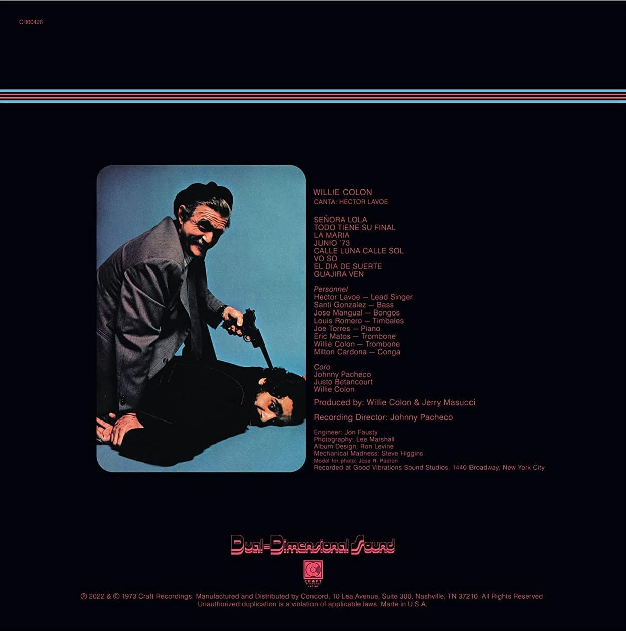 Albumcover. Mann im Anzug, hält eine Waffe, mit einem anderen Mann, der liegt.