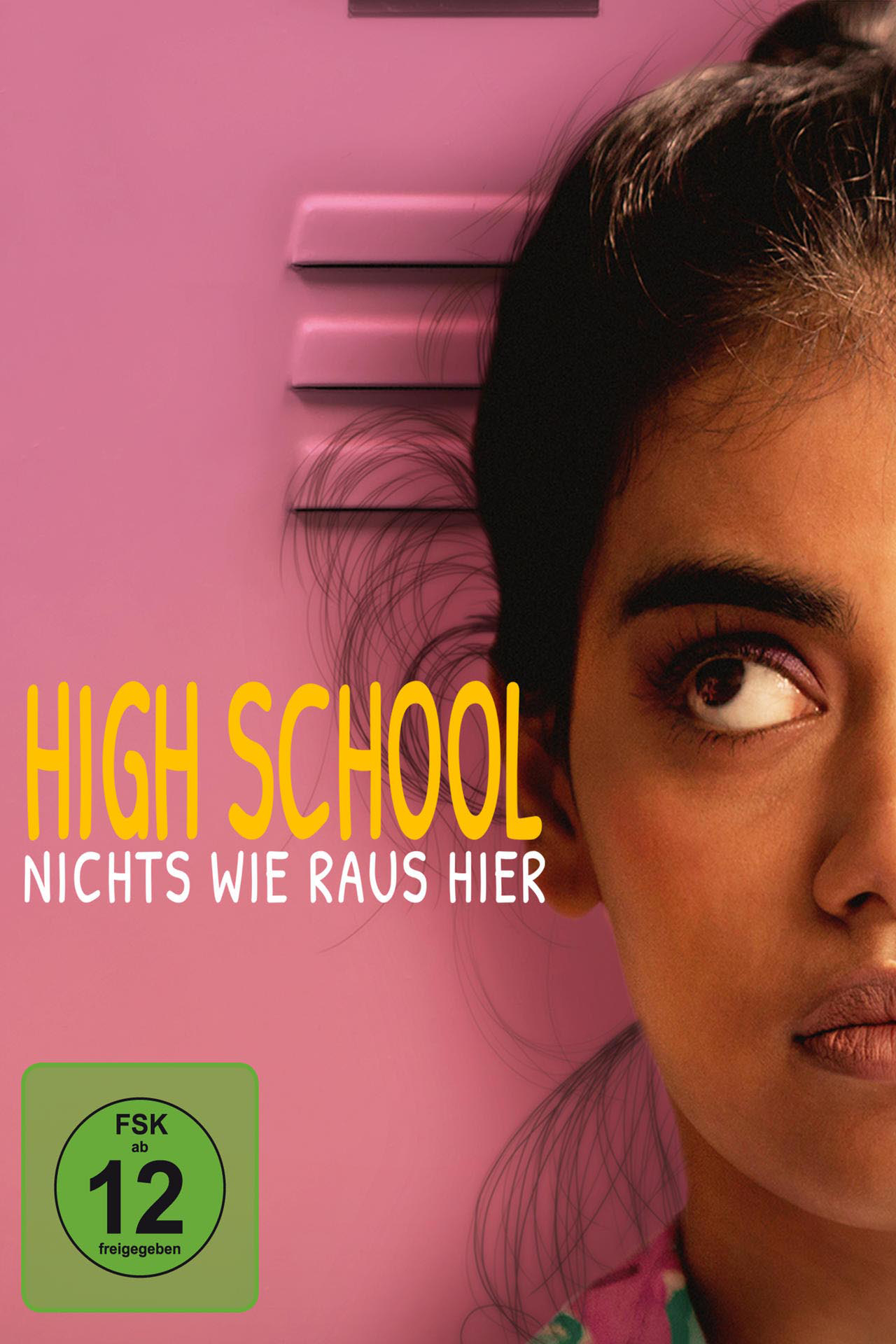 Filmplakat. Das Gesicht eines Mädchens ist neben dem Text 'HIGH SCHOOL' und deutschem Text abgebildet.