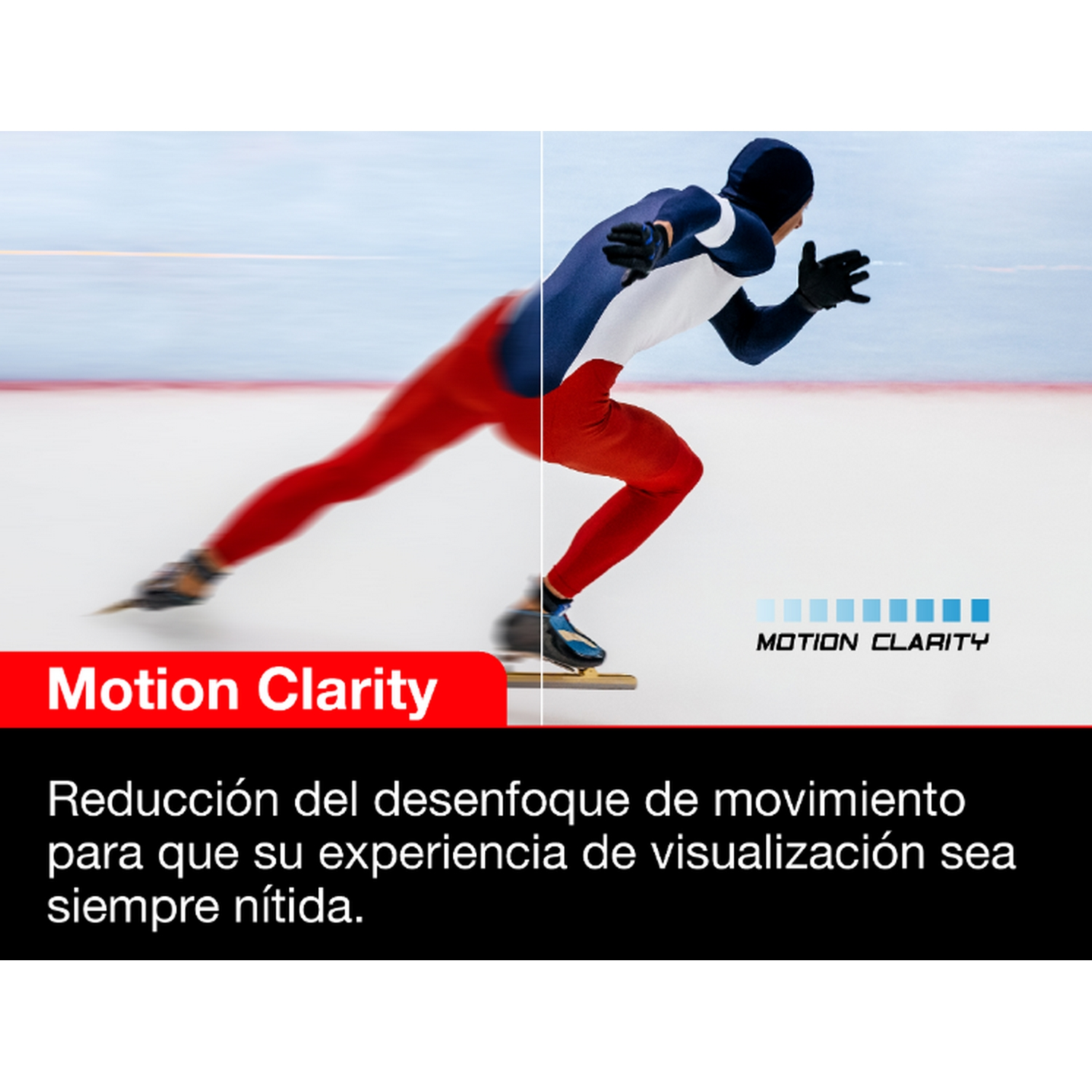 Imagen que muestra claridad de movimiento. Patinador en movimiento, el lado derecho es más nítido.