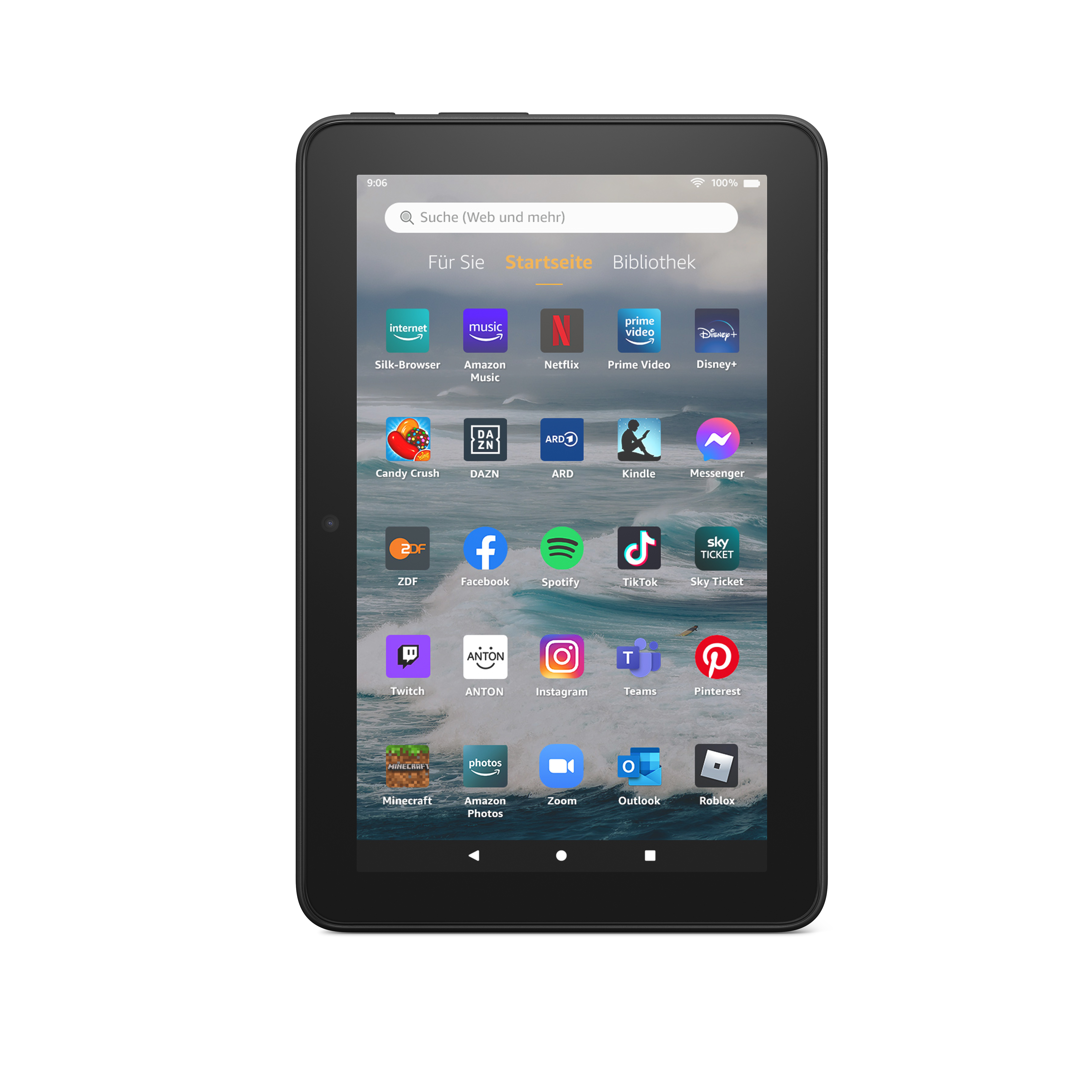 Ein schwarzes Tablet mit mehreren App-Symbolen auf dem Bildschirm.