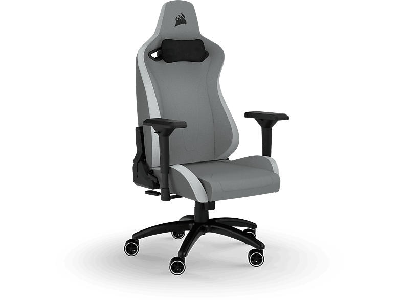 【Neue Version】 CORSAIR TC200 Gaming-Stuhl Gaming Fit, Stoffbezug Hellgrau mit Weiß Standard Stuhl, Hellgrau/Weiß / –
