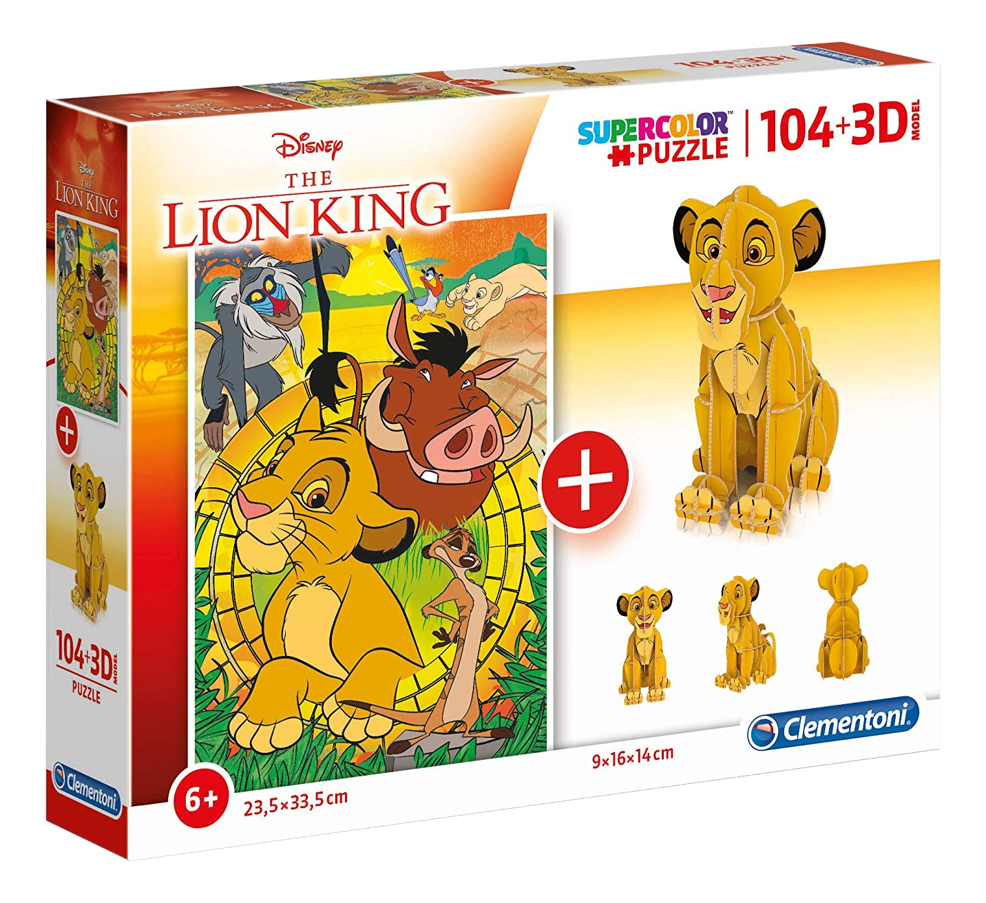CLEMENTONI Disney: The Lion King (104 Teile + 3D) | Puzzle (Mehrfarbig ...