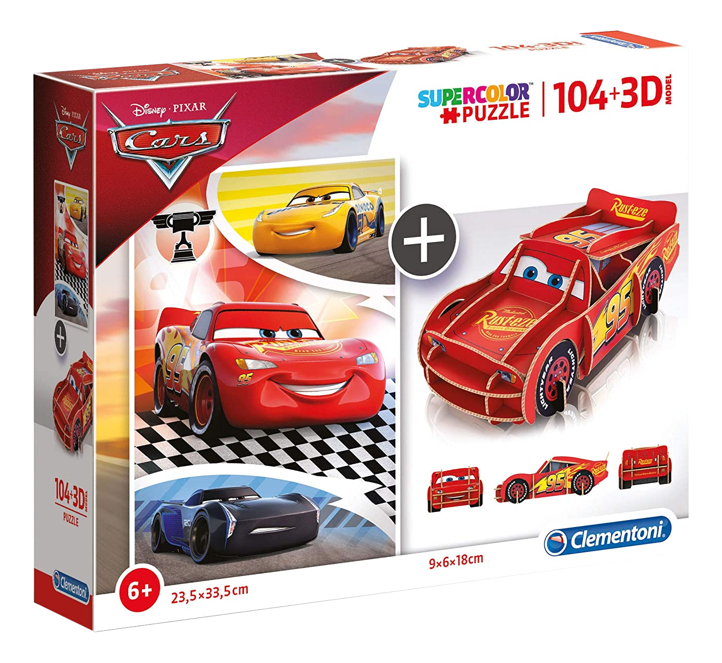 CLEMENTONI Disney-Pixar: Cars (104 Teile + 3D) - Puzzle (Mehrfarbig)