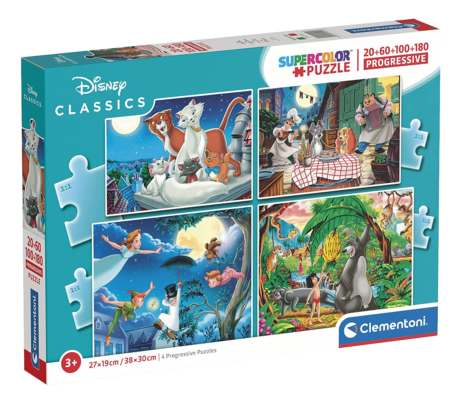 CLEMENTONI Disney: Classics (20 + 60 + 100 + 180 Teile) - Puzzle (Mehrfarbig)