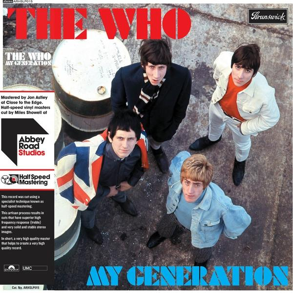 The Who együttes tagjai vintage ruhákban pózolnak egy tetőn, album borító.