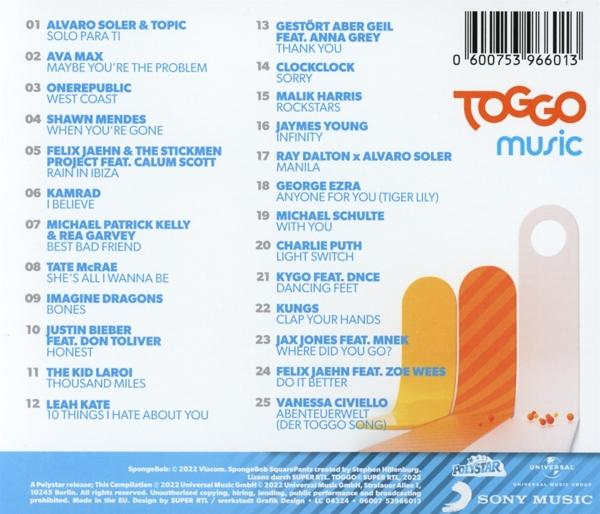 CD-Cover mit Musiktitel-Liste und Logo. Mehrfarbiges Design.