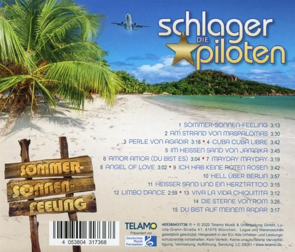 CD-Cover eines Musikalbums mit dem Titel 'Schlager die Piloten' mit einer Strandszene.