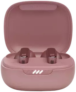 Roze draadloze oordopjes in een roze oplaadcase. De case is open en toont de oordopjes.