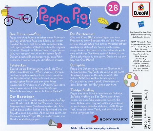 Rückseite einer Peppa Wutz DVD mit Text und Illustrationen.