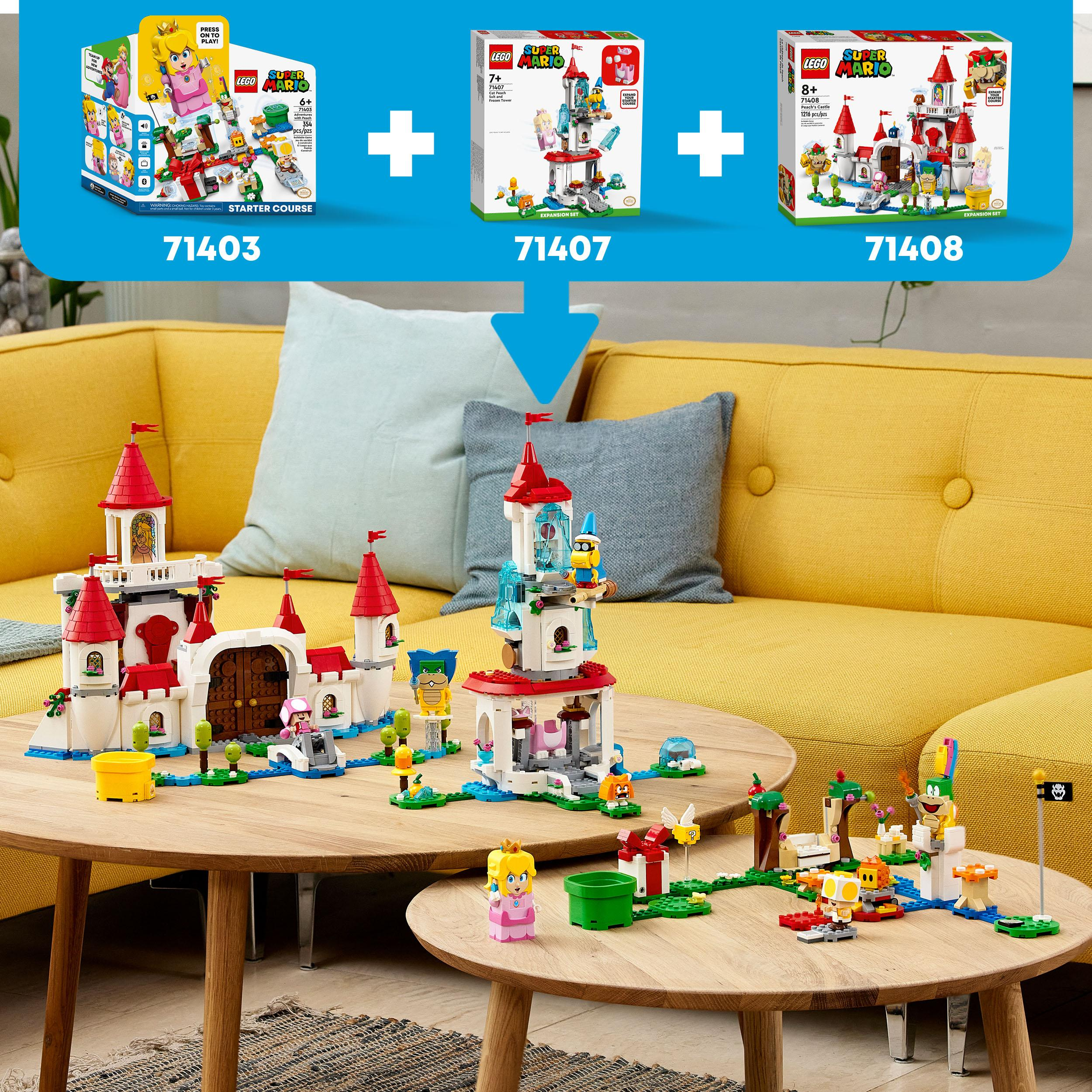 LEGO Super Mario Bausatz, Mehrfarbig 71407 Eisturm und – Erweiterungsset Katzen-Peach-Anzug