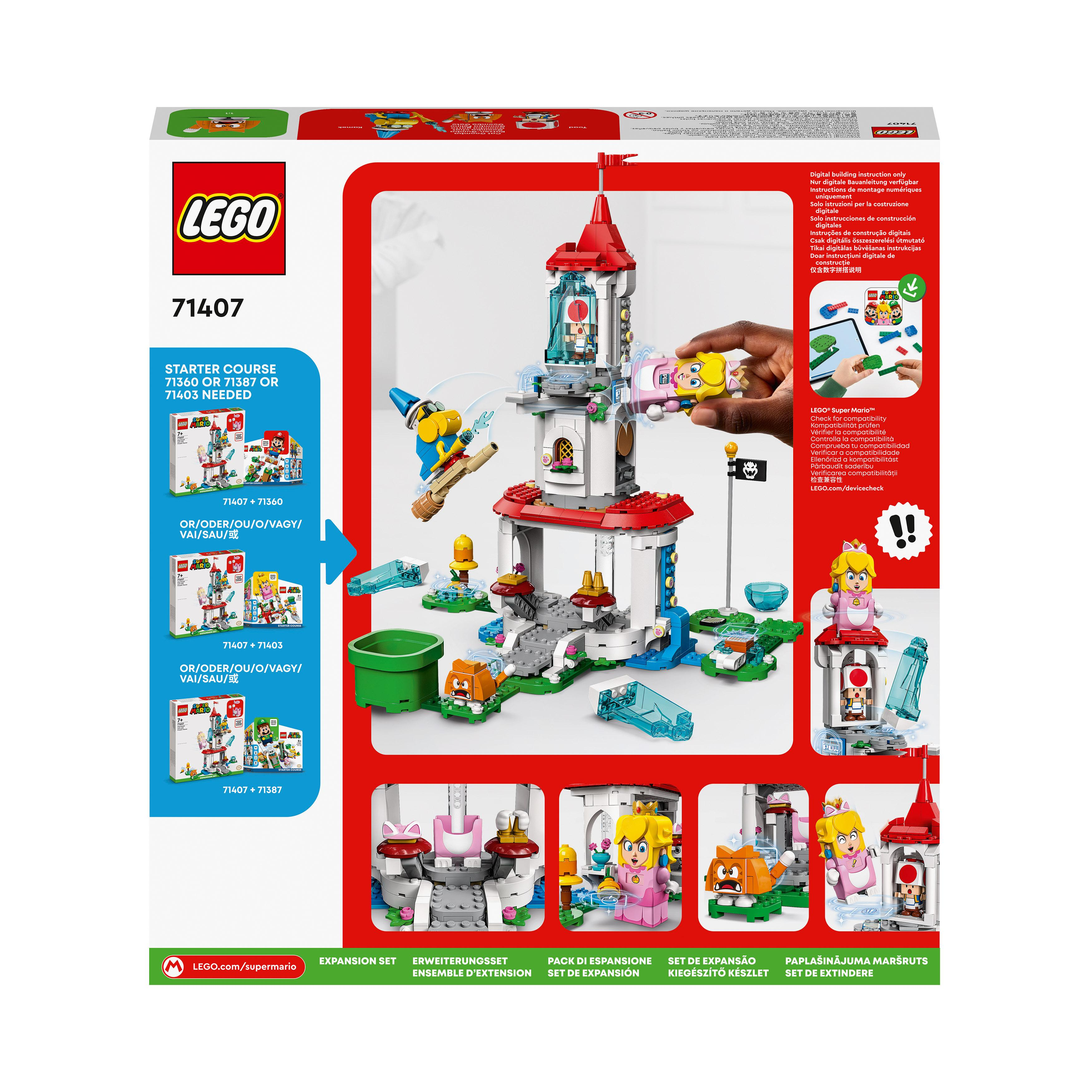 LEGO Super Mario Bausatz, Mehrfarbig 71407 Eisturm und – Erweiterungsset Katzen-Peach-Anzug